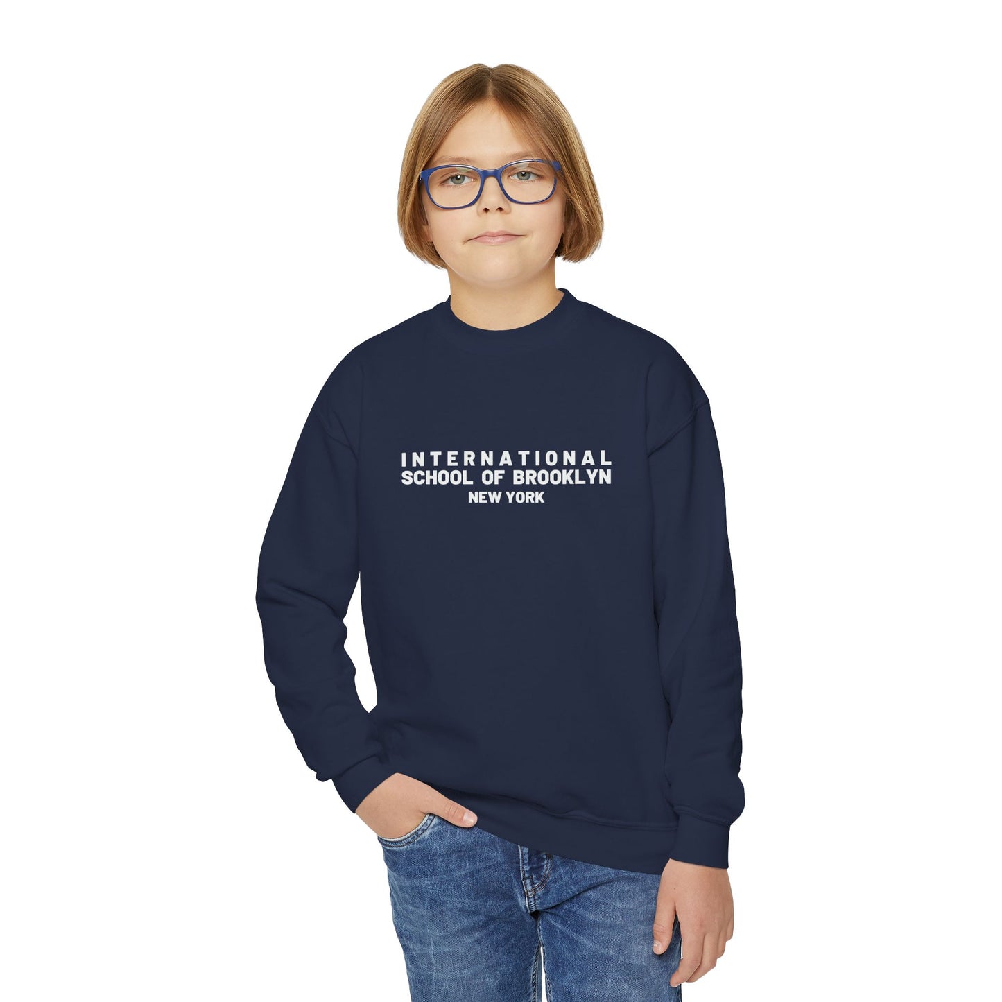 'International School of Brooklyn, New York' Logo — Youth Crewneck Sweatshirt