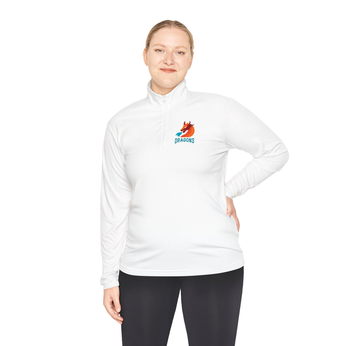 Dragons Quarter-Zip Pullover — Small Dragon Logo Front & 'DRAGONS' Back
