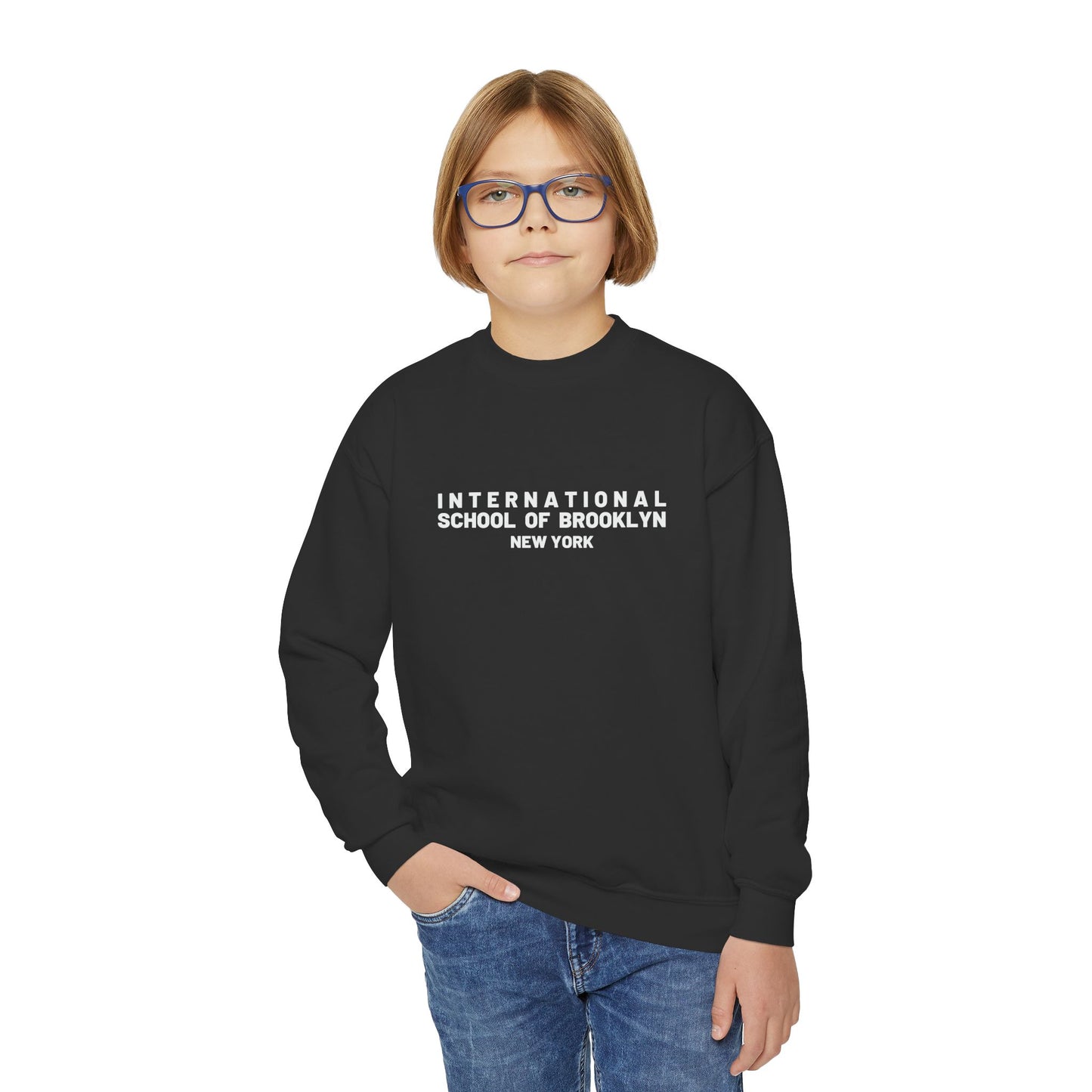 'International School of Brooklyn, New York' Logo — Youth Crewneck Sweatshirt