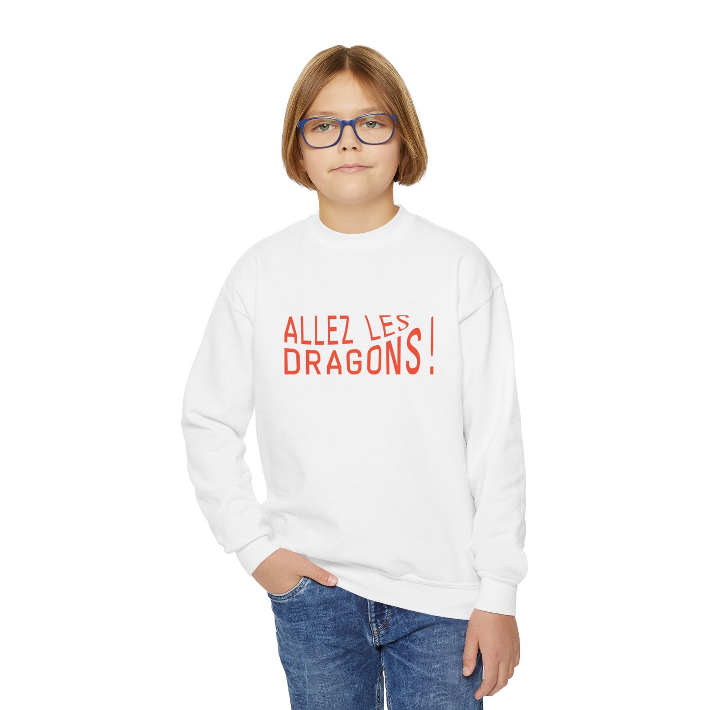 Allez Les Dragons! Youth Crewneck Sweatshirt — French Team Spirit Hoodie for Kids