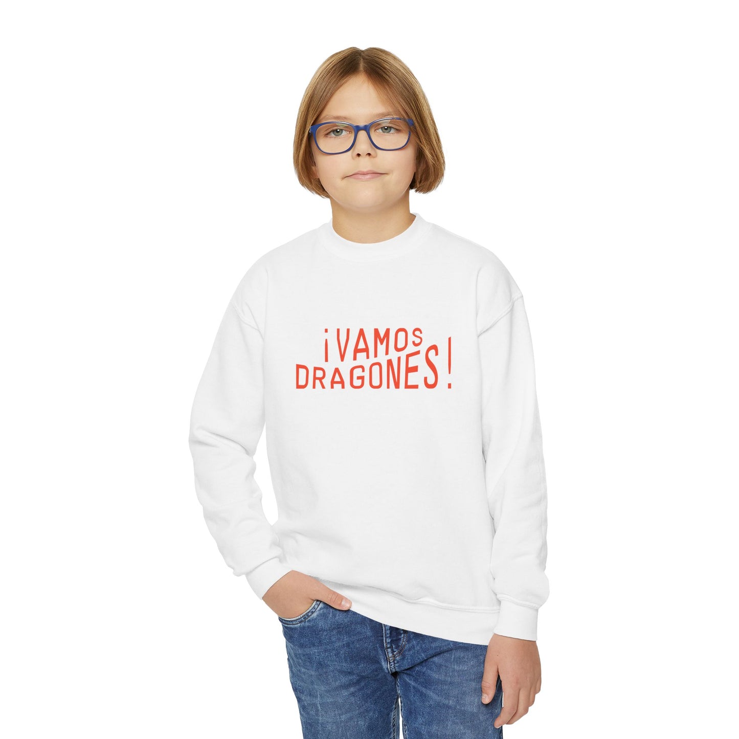 ¡Vamos Dragones! Youth Crewneck Sweatshirt — Spanish School Spirit Sweatshirt