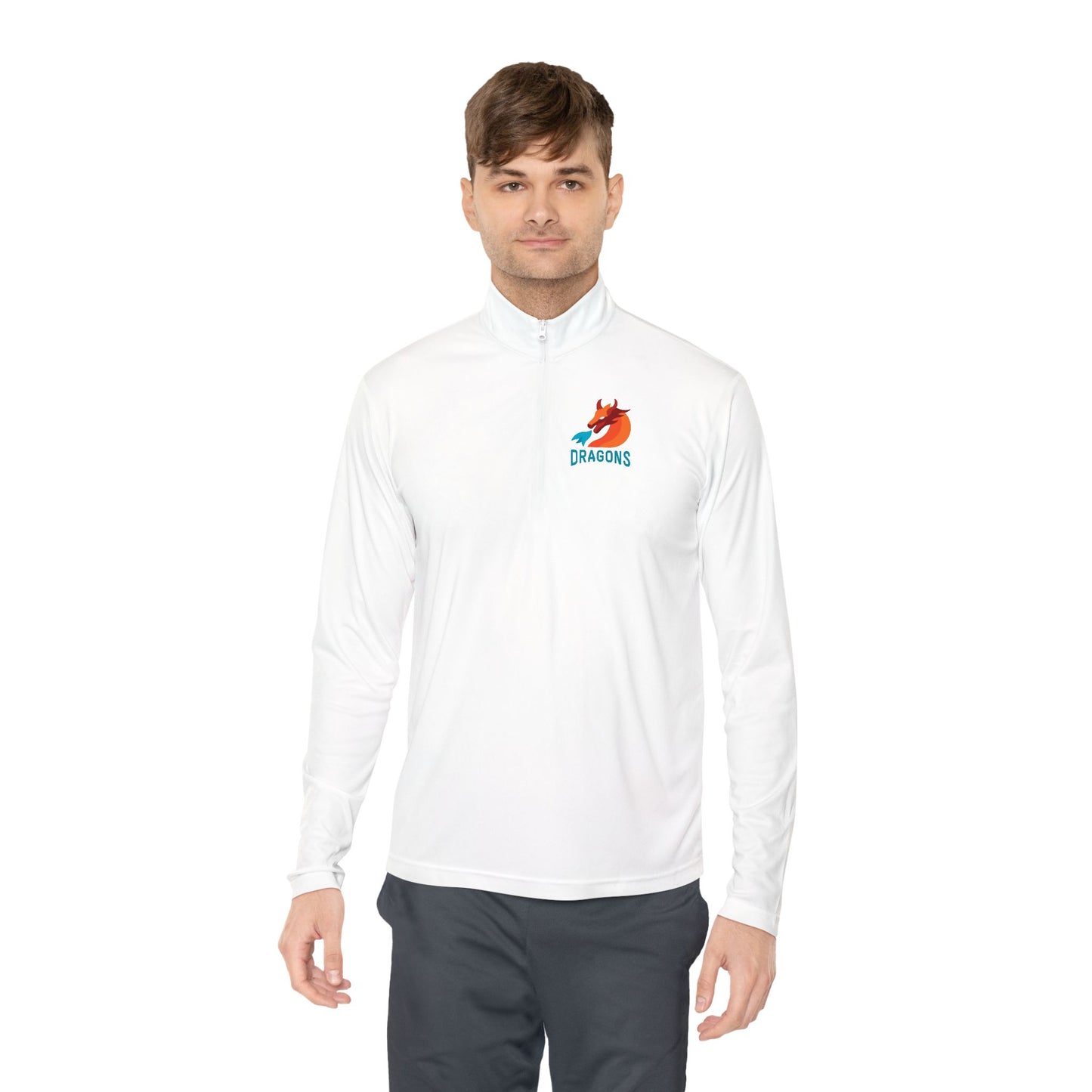 Dragons Quarter-Zip Pullover — Small Dragon Logo Front & 'DRAGONS' Back