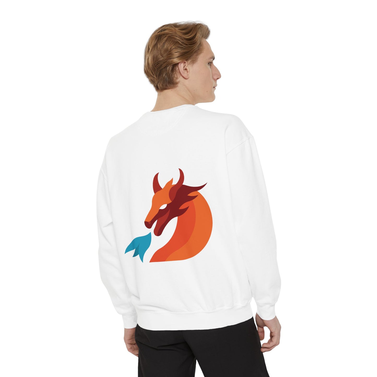 Dragon Sweatshirt — Fiery Minimalist Crewneck with Flame Graphic