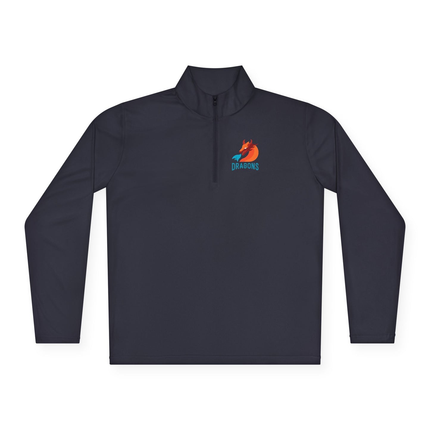 Dragons Quarter-Zip Pullover — Small Dragon Logo Front & 'DRAGONS' Back