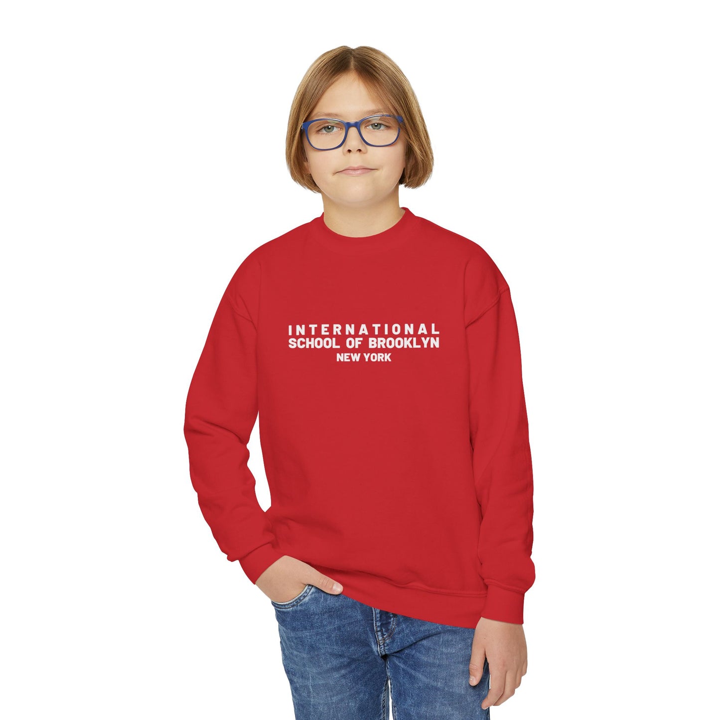 'International School of Brooklyn, New York' Logo — Youth Crewneck Sweatshirt