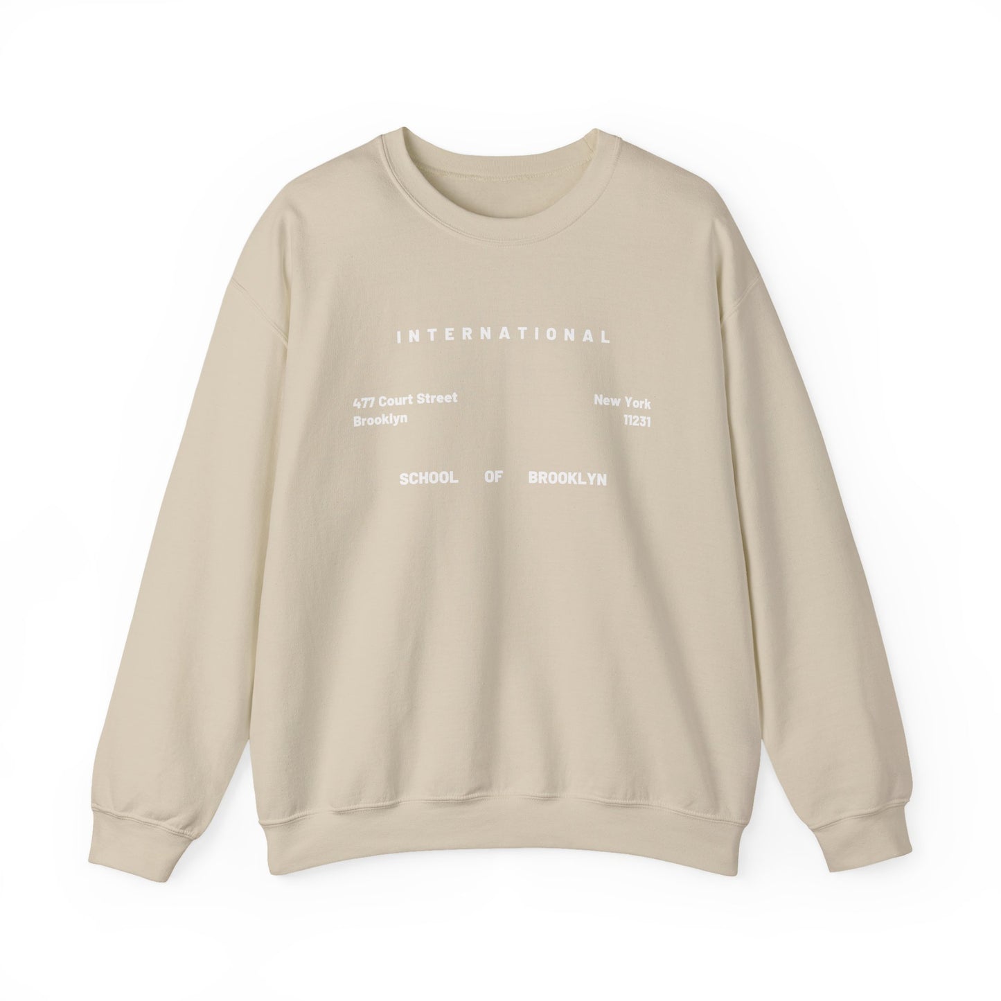 Crewneck Sweatshirt — Minimal 'International School of Brooklyn Address' Streetwear